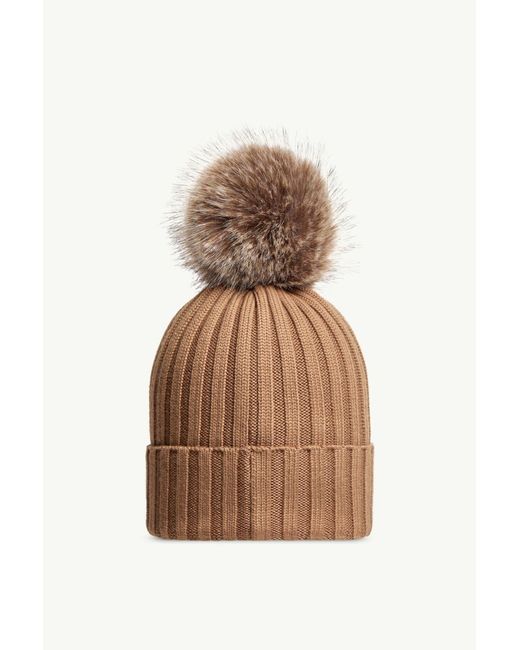 Moncler Brown Wool Beanie With Pom Pom