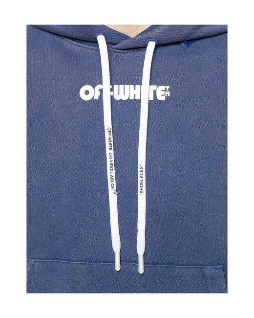 Off-White c/o Virgil Abloh Blue Logo Printed Hooded Sweater for men