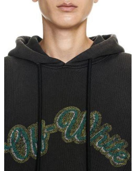 Off-White c/o Virgil Abloh Black Graphic Printed Drawstring Hoodie for men