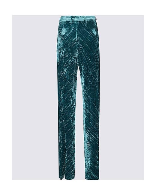 Etro Blue Logo Straight Casual Pants