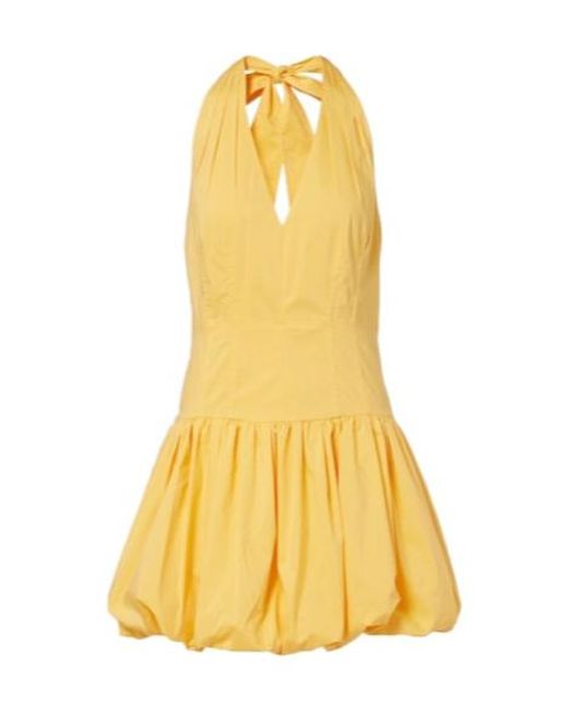 Jonathan Simkhai Yellow Brooke Gathered Cotton-Blend Minidress