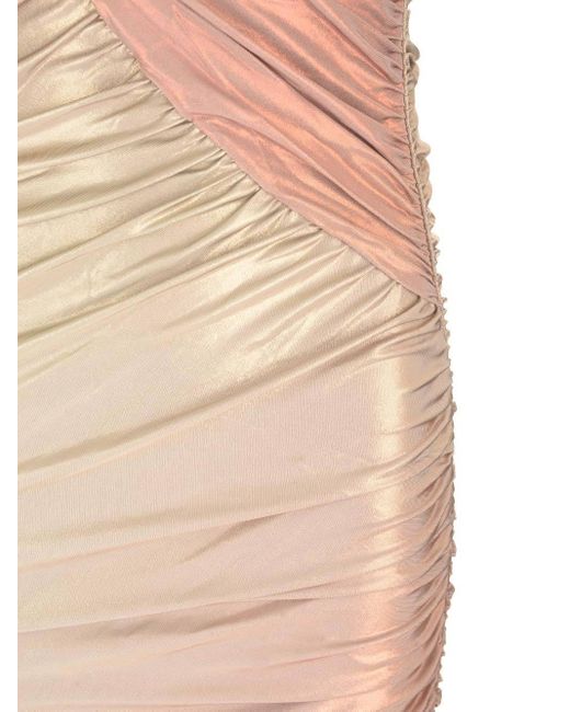 Rick Owens Brown One-Shoulder Draped Midi Dress