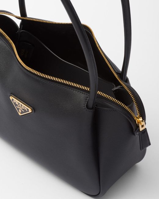 Prada Black Logo Plaque Medium Tote Bag