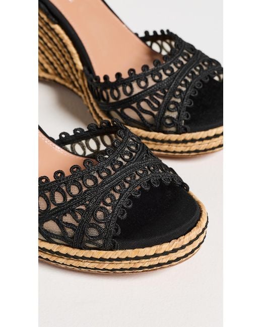 Aquazzura Black Round-Toe Wedge Heels
