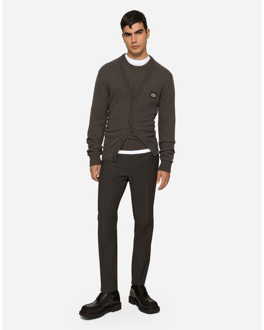 Dolce & Gabbana Black Dg Essentials Logo-Embroidered Trousers for men
