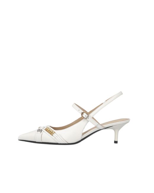 Pinko White Pointed Toe Slingback Pumps