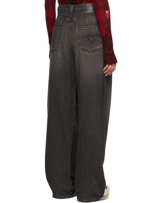 R13 Black Pleated Wide-Leg Jeans