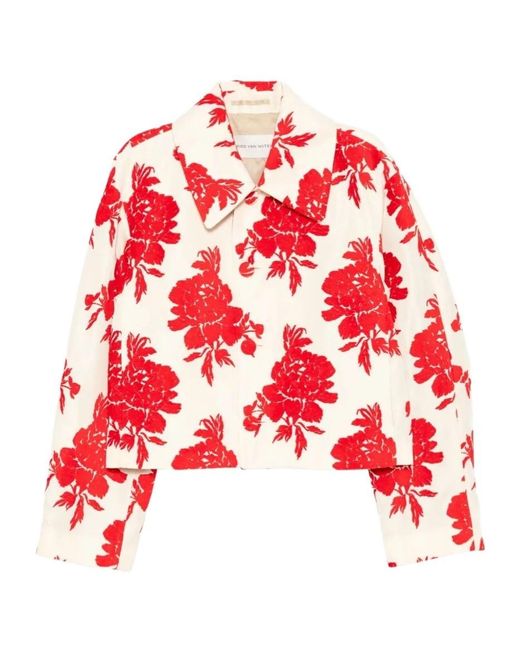 Dries Van Noten Red Long-Sleeved Printed Jacket for men