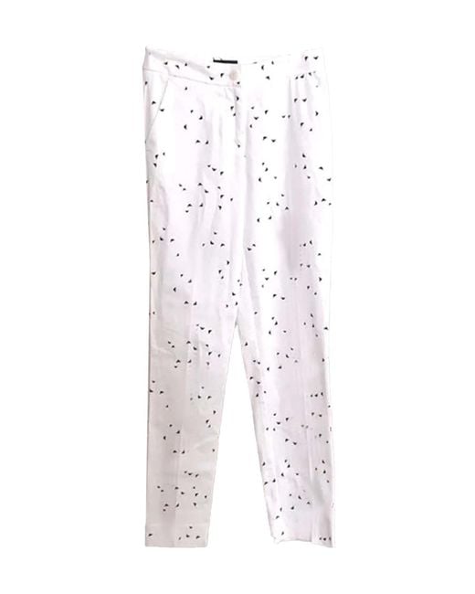 Armani Jeans White Button Printed Casual Pants