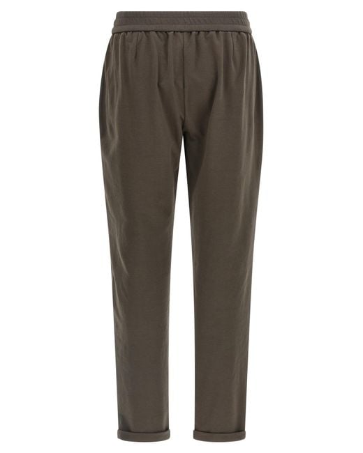 Brunello Cucinelli Gray Drawstring Tapered-Leg Sweatpants