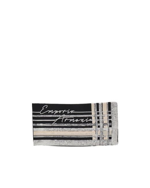 Emporio Armani White Pattern Scarf