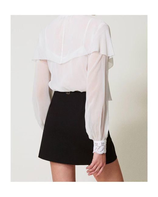 Twinset Black Logo Plaque Mini Skirt