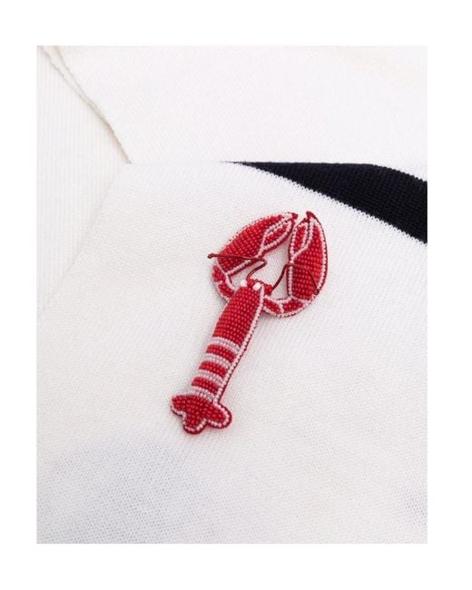 Thom Browne White Lobster Intarsia-Knit Scarf