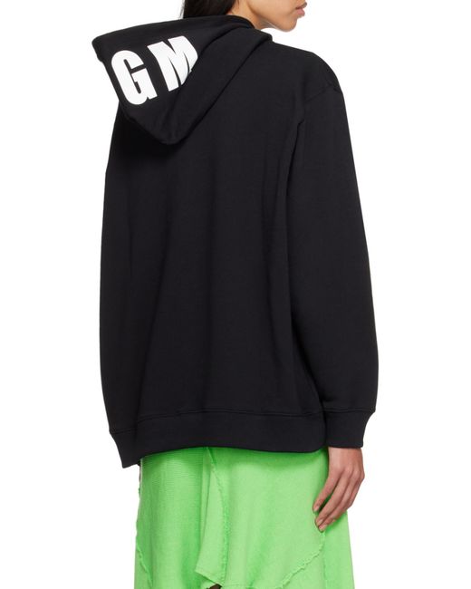 MSGM Black Logo-Trimmed Hoodie