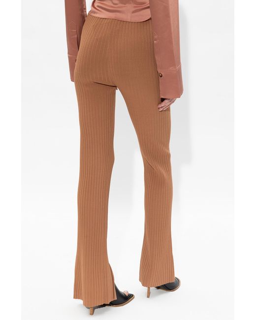 Nanushka Brown High-Waist Front-Slit Leggings