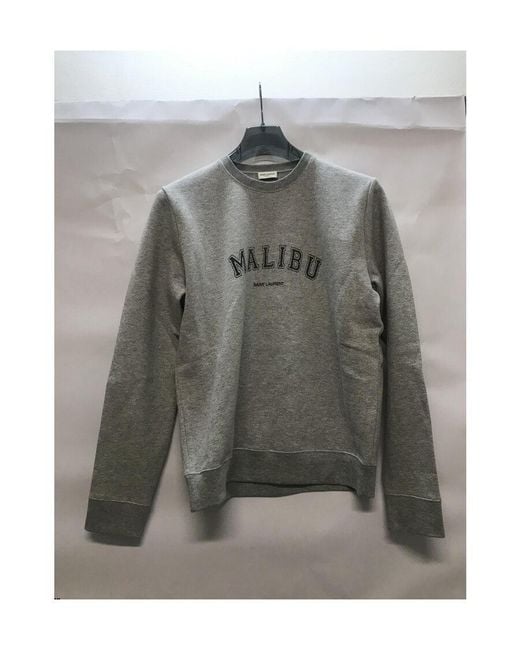 Saint Laurent Malibu Logo Sweatshirt in Gray for Men | Lyst