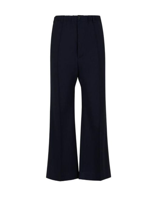 Marni Blue Stitched Crease Flared Trousers for men
