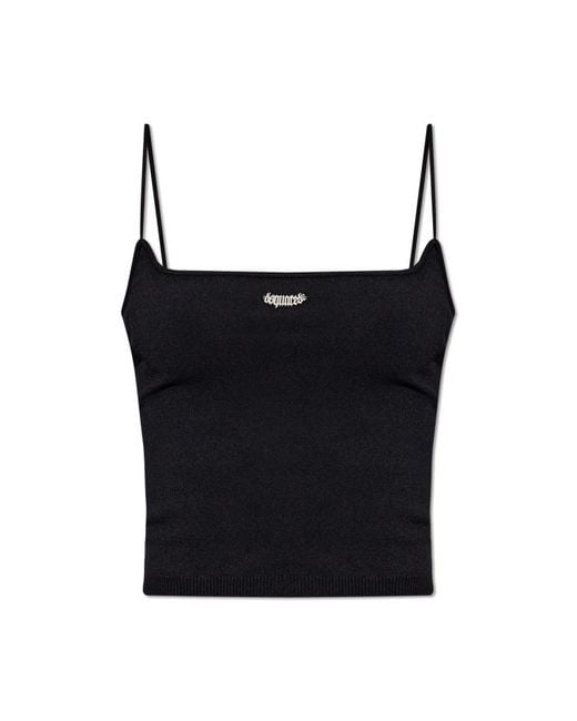 DSquared² Black Cropped Top With Logo