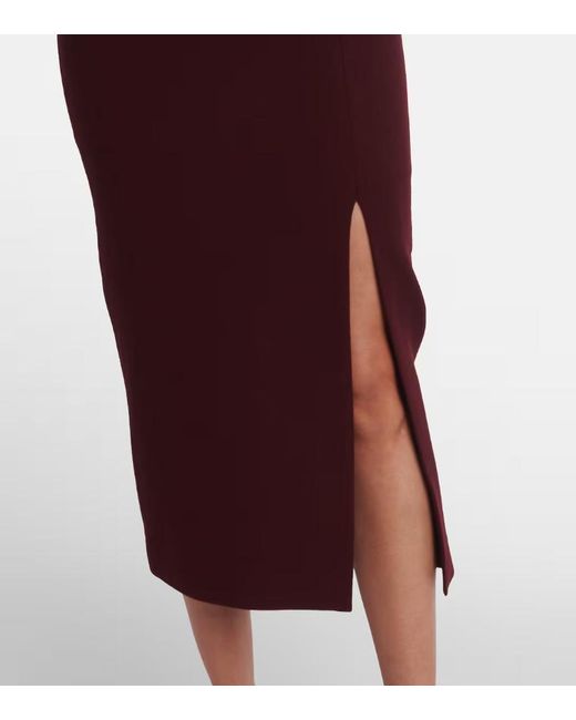 Roland Mouret Purple Draped Belted Wool Crepe Midi Dress