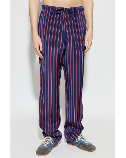Dries Van Noten Purple Striped Straight-Leg Trousers for men