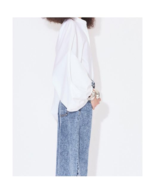 Alaïa White Poplin Shirt With Balloon Sleeves