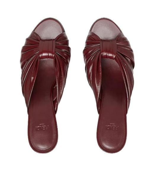 Fendi Brown Arco Bow Embellished Sandals