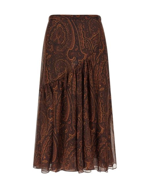 Etro Brown Paisley Skirt