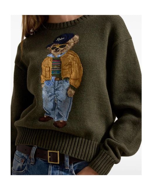 Polo Ralph Lauren Green Embroidered Cotton Sweater