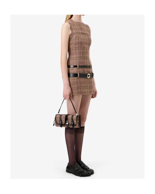 Coperni Brown Check Belted Dress