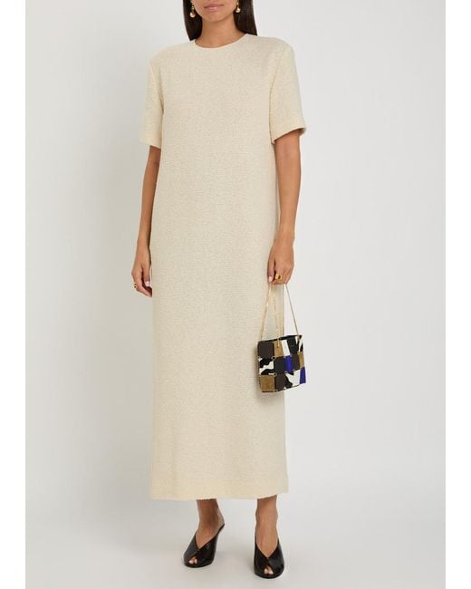 Khaite White Bouclé Midi Dress