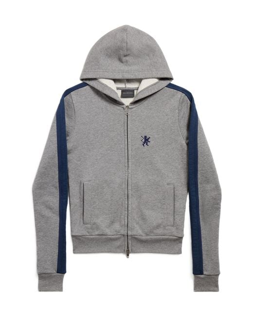 Balenciaga Gray Cotton Lion Zip-Up Hoodie