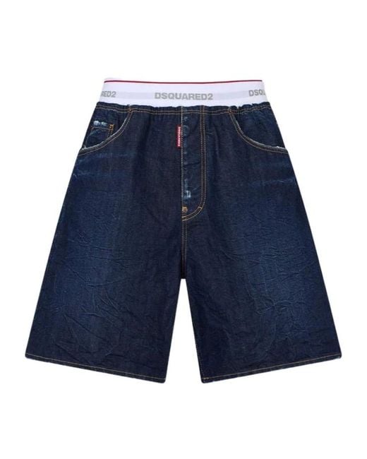 DSquared² Blue Dark Surfer Shorts for men