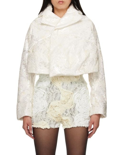 Comme des Garçons White Lapel Lace Casual Jacket