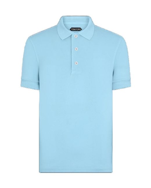 Tom Ford Blue Classic Knit Polo Shirt for men