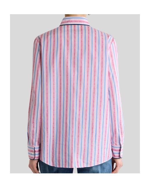 Etro Pink Cotton Jacquard Shirt With Trim And Fil Coupé Stripe Motif