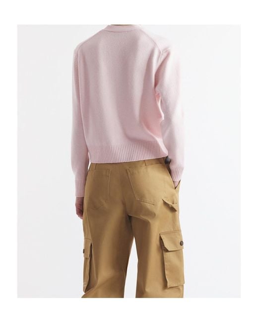 Maison Kitsuné Pink Maison Kitsuné Bold Fox Head Embroidered Knit Cardigan