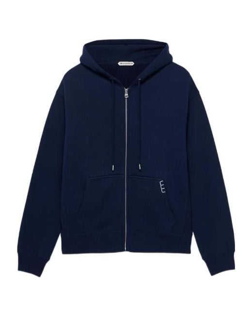 J.W. Anderson Blue Jw Anderson Zip-Up Drawstring Hoodie for men