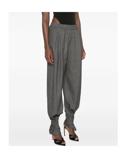 ANDAMANE Gray Buttoned-Cuff Elasticated-Waist Trousers