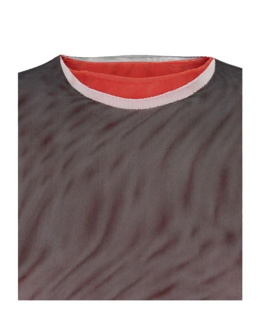 MSGM Gray Crewneck Layered Blouse