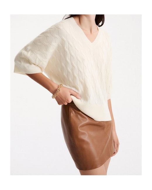 Marella White V-Neck Knit Sweater