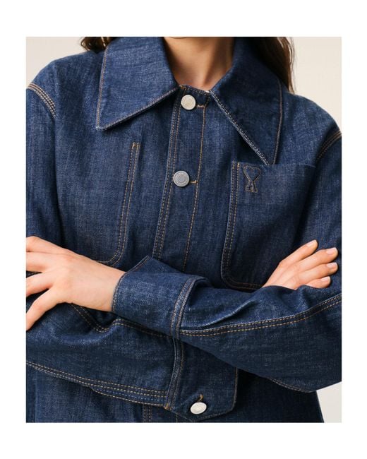 AMI Blue Ami Ami De Coeur Worker Worker Overshirt for men