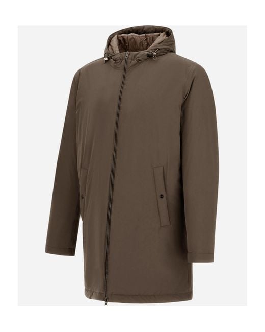 Herno Brown Zip-Up Hooded Parka for men