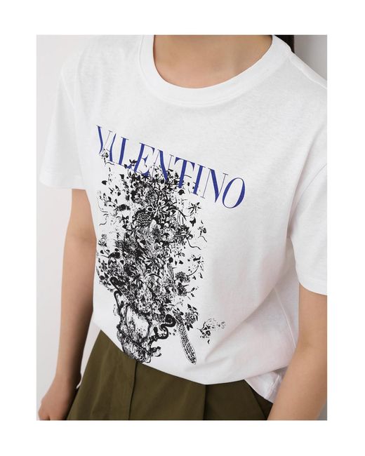 Valentino White Floral Bouquet Logo T-Shirt