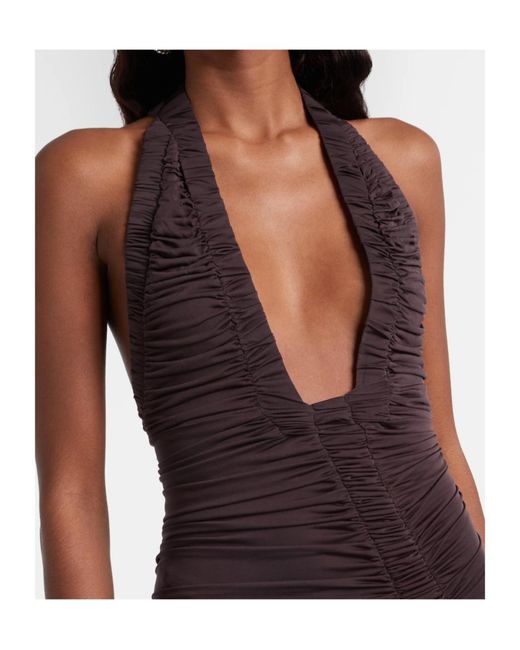 Christopher Esber Purple Pleated Backless Dress