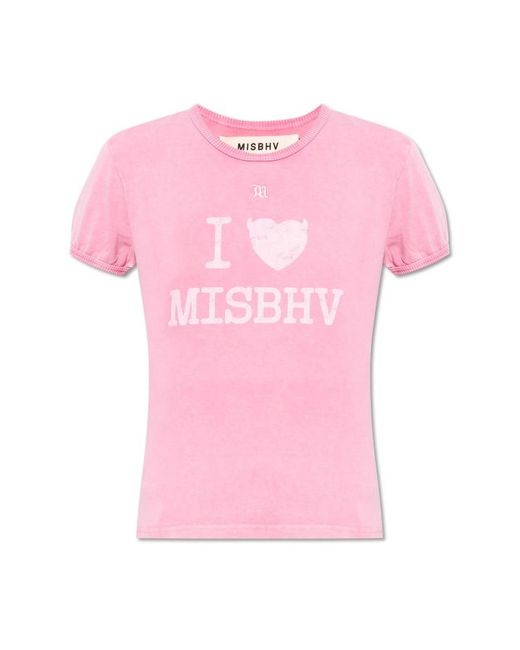 M I S B H V Pink Printed T-Shirt