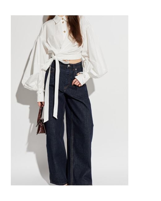 Zimmermann White Rebellion Poplin Wrap Blouse