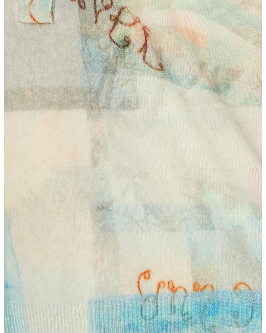 Ganni Blue Printed Cashmere Sleeveless Polo