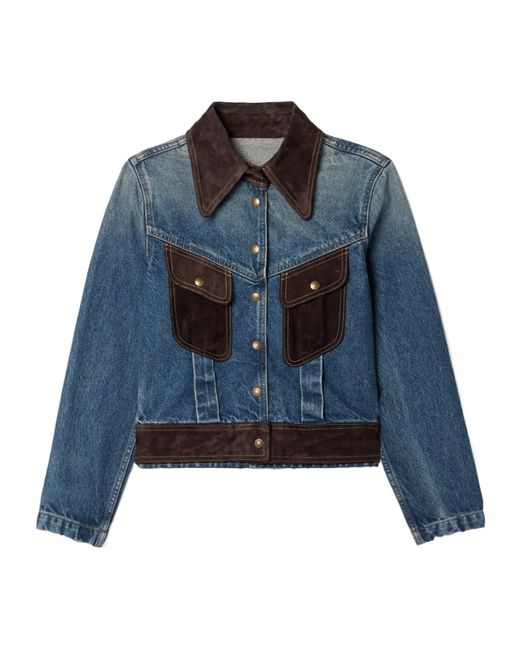 Nili Lotan Blue Patchwork Denim Jacket