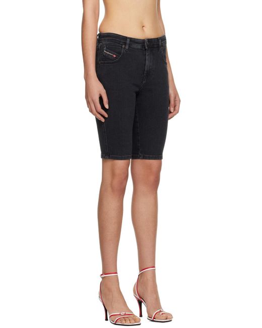 DIESEL Black De-Ginny Stretch Denim Shorts