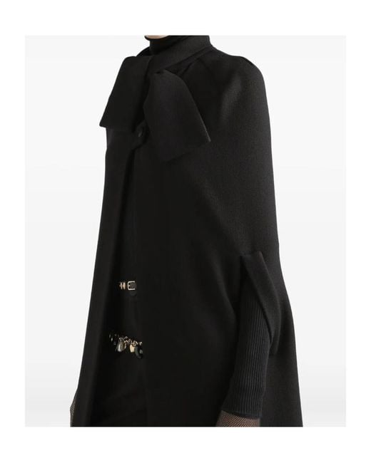 Dolce & Gabbana Black Scarf Collar Cape